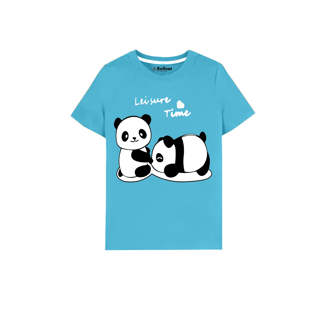 ROLLOUT Blue Panda kids T shirt