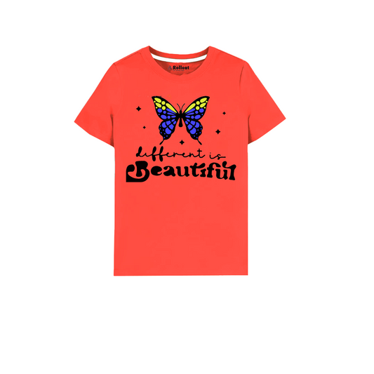 Red Different Butterfly  kids T shirt