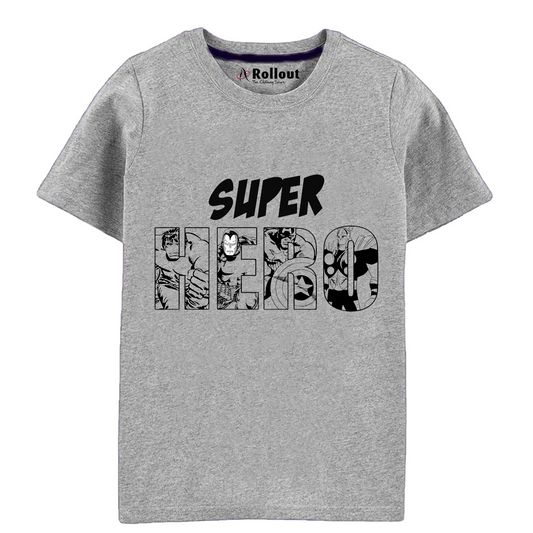 ROLLOUT Gray Super Hero Kids T Shirt