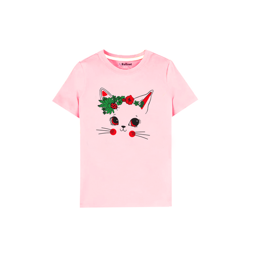 ROLLOUT Pink Hello Cat   kids T shirt